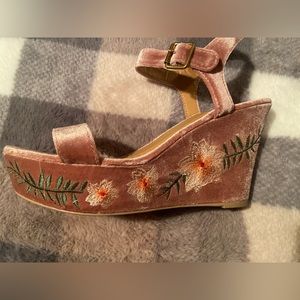 charlotte russe pink floral wedges